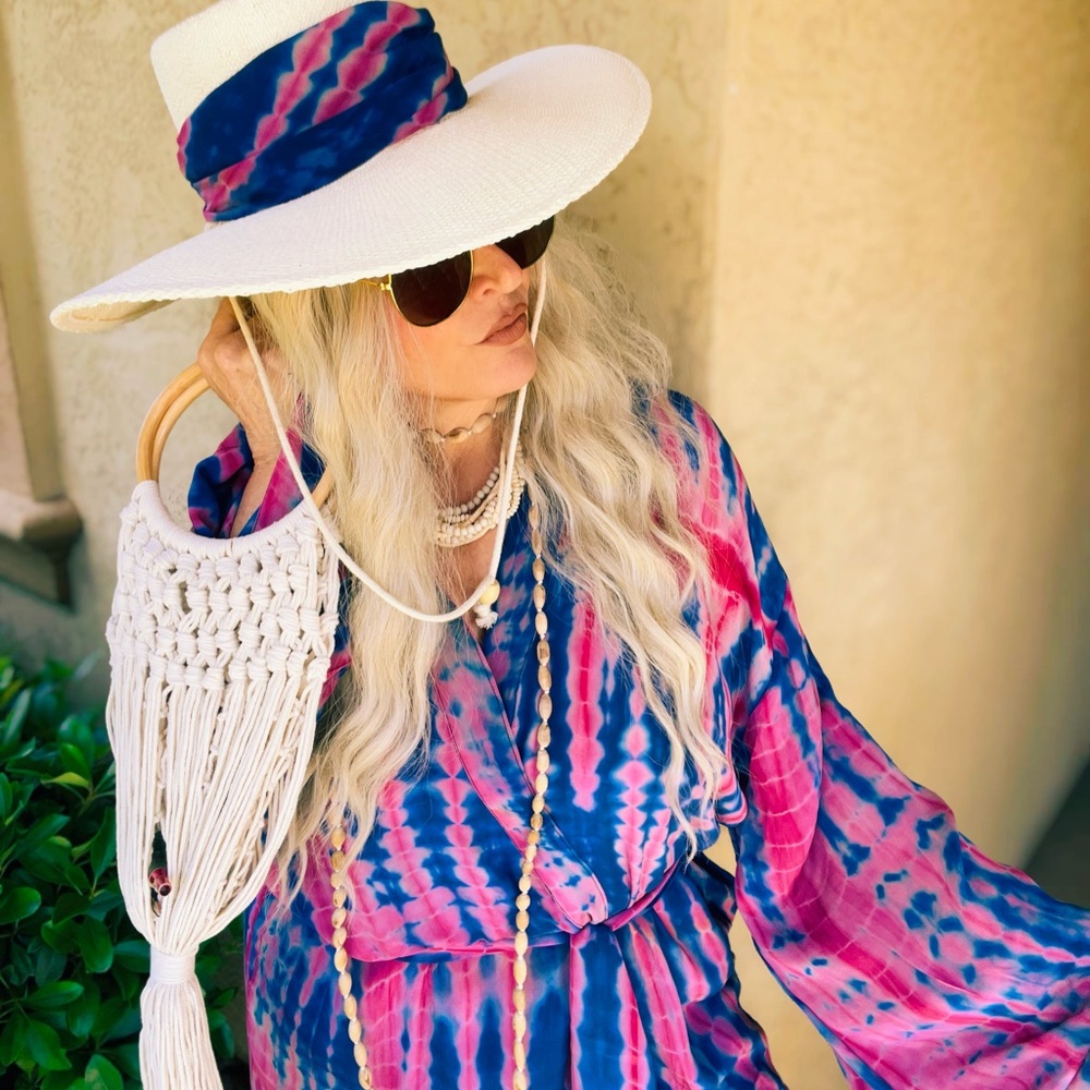 BLUE LIKE HER EYES LUXURY SUSTAINABLE INDIAN SILK LONG KIMONO W HEADSCARF